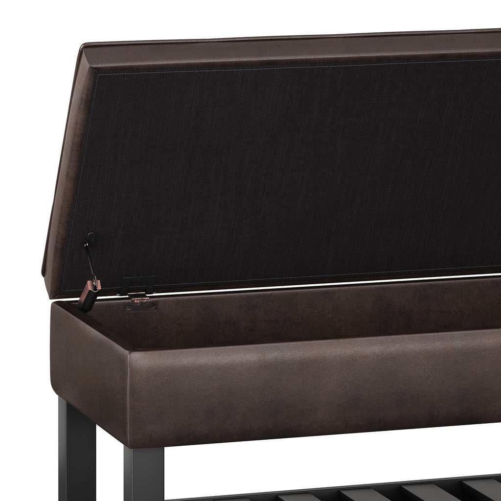 Cosmopolitan Storage Ottoman Bench with Open Bottom - Distressed