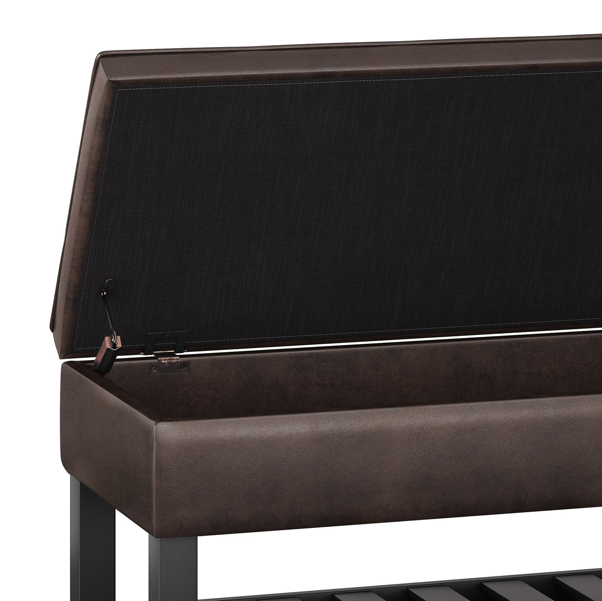 Cosmopolitan Storage Ottoman Bench with Open Bottom - Distressed