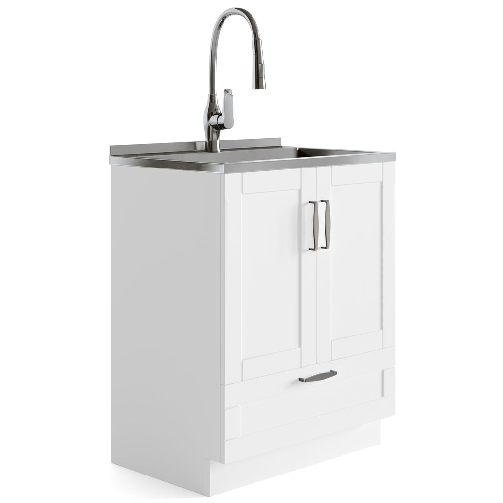 Reed Deluxe 28" Laundry Cabinet with Pull-Out Faucet and Stainless Steel Sink