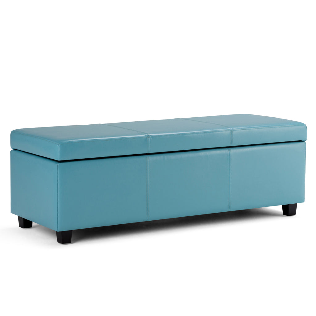 Avalon 48-Inch Wide Storage Ottoman Bench in Soft Blue