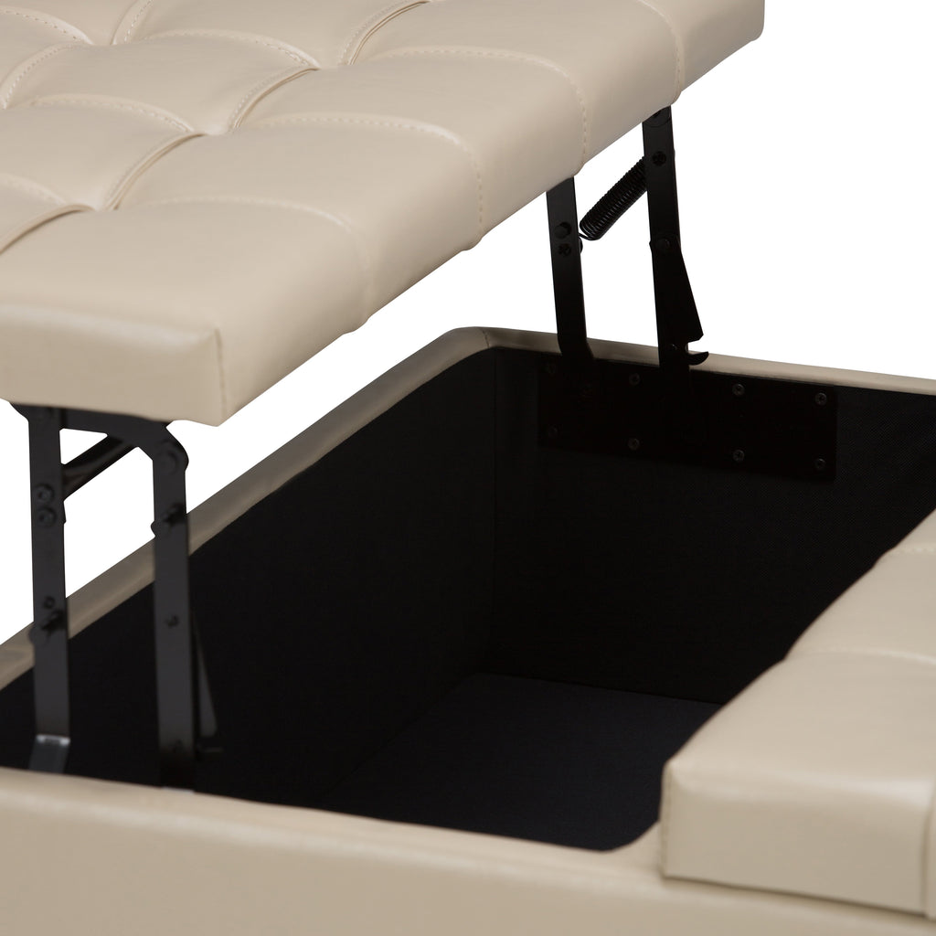 Harrison 36 Inch Wide Coffee Table Storage Ottoman in Satin