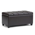 Sienna 33 Inch Wide Storage Ottoman Bench in Tanners