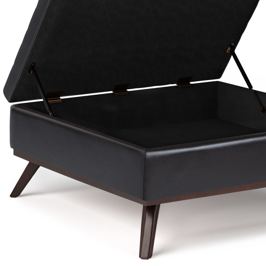 Owen 36 Inch Wide Square Coffee Table Storage Ottoman in Tanners