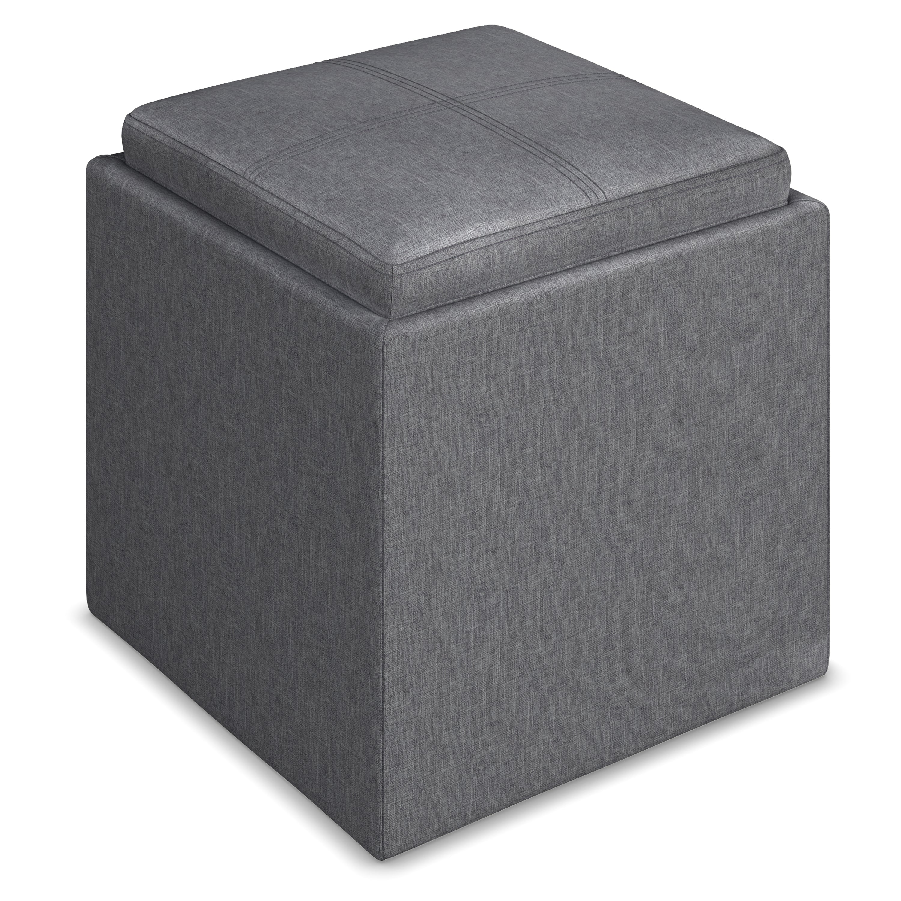 Rockwood 17 Inch Wide Cube Storage Ottoman with Tray
