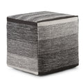 Naya 16 Inch Wide Cube Pouf in Black/Grey Handwoven Cotton