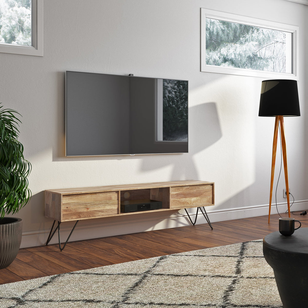 Hunter 68 Inch Wide Solid Mango Wood TV Stand