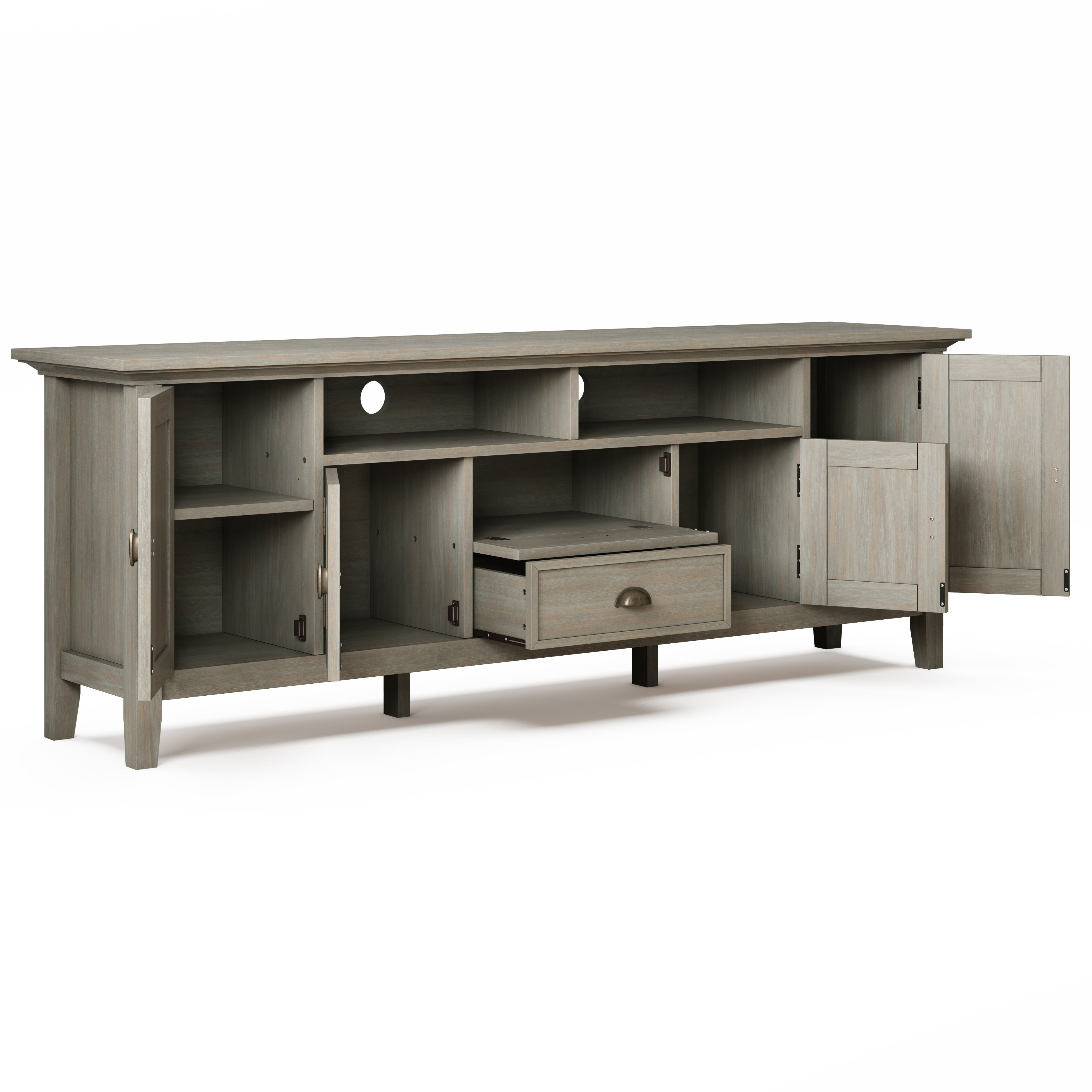 Redmond 72 Inch Wide Solid Wood TV Stand in Distressed