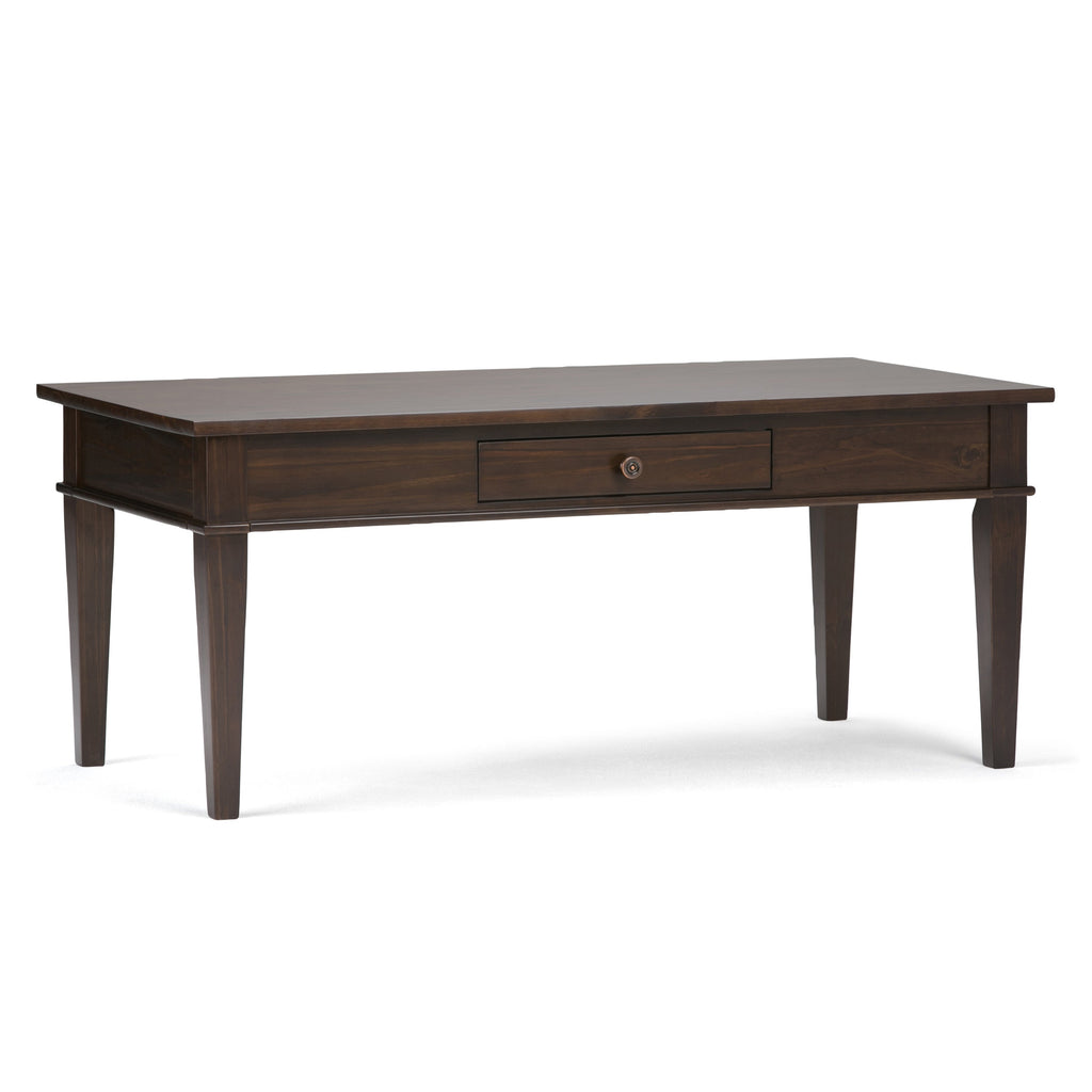 Carlton 44 Inch Wide Solid Wood Coffee Table in Brunette