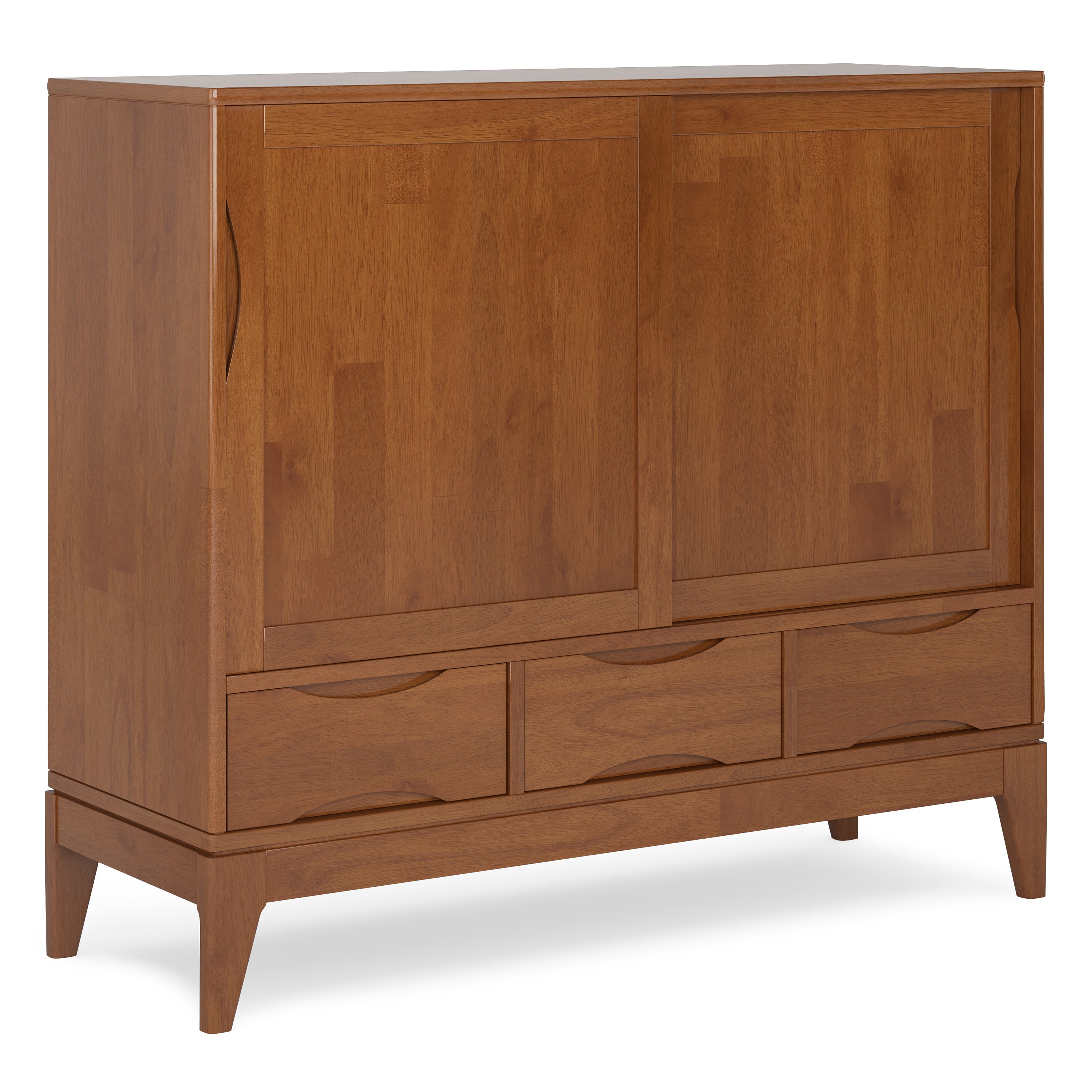 Harper 48 Inch Wide Solid Hardwood Mid-Century Modern Medium Storage Cabinet in Teak