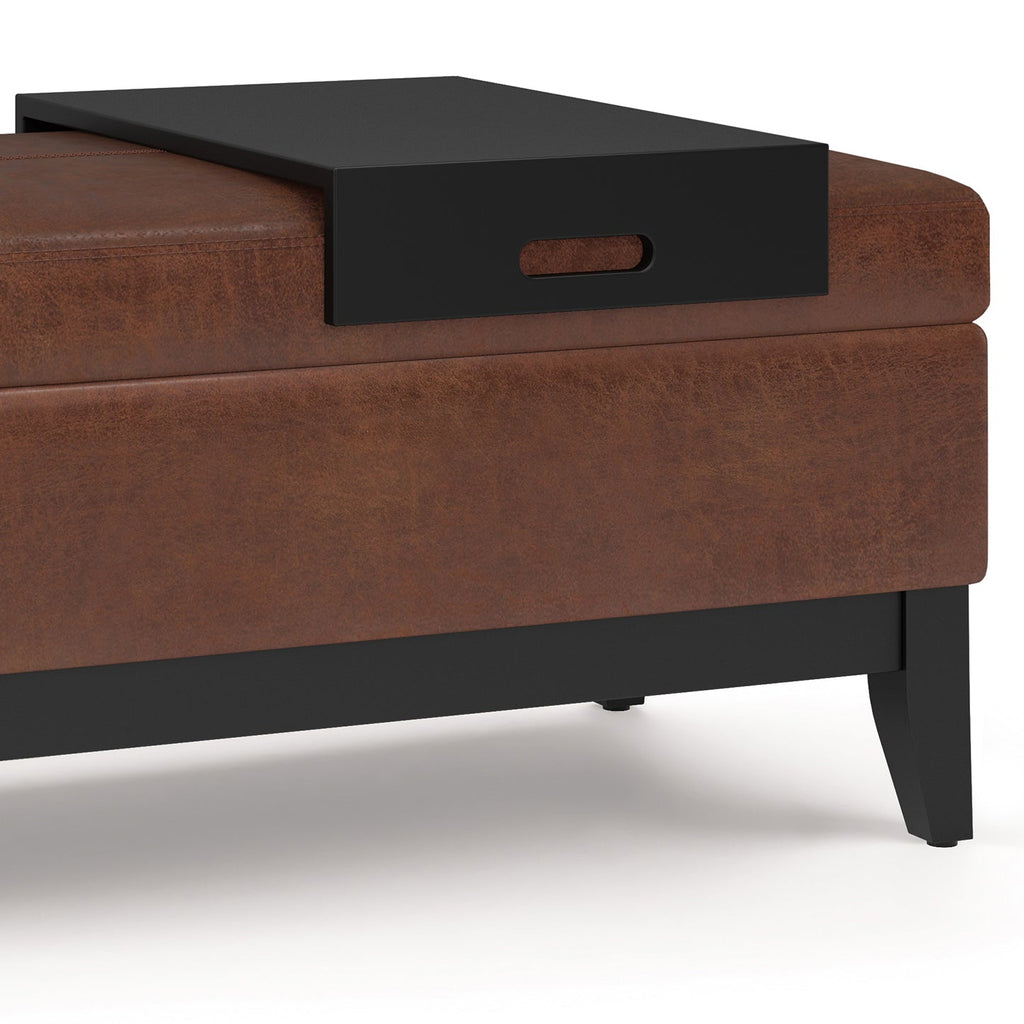 Oregon 42 Inch Wide Storage Ottoman Bench with Tray