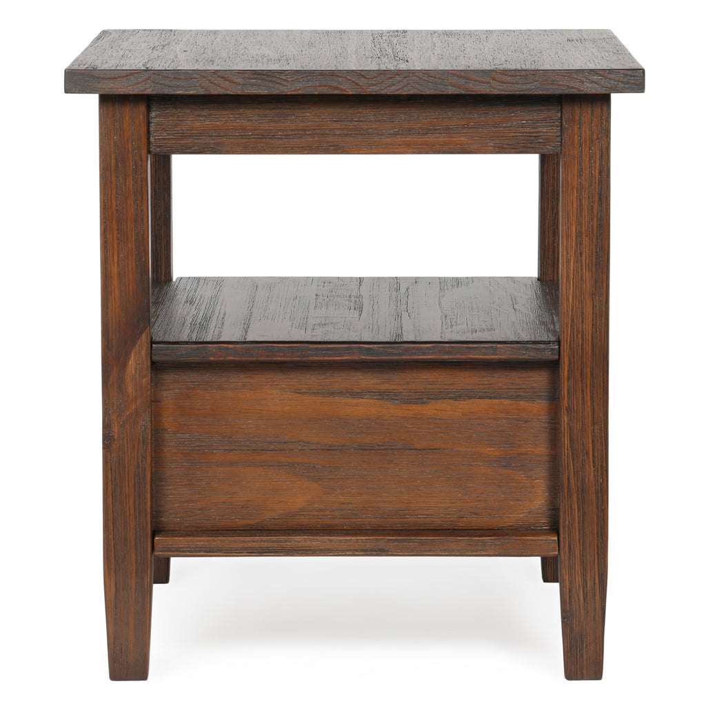 Warm Shaker Solid Wood 20 Inch Wide Transitional End Table