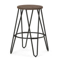 Simeon - 24" Metal Counter Height Stool with Wood Seat - Cocoa