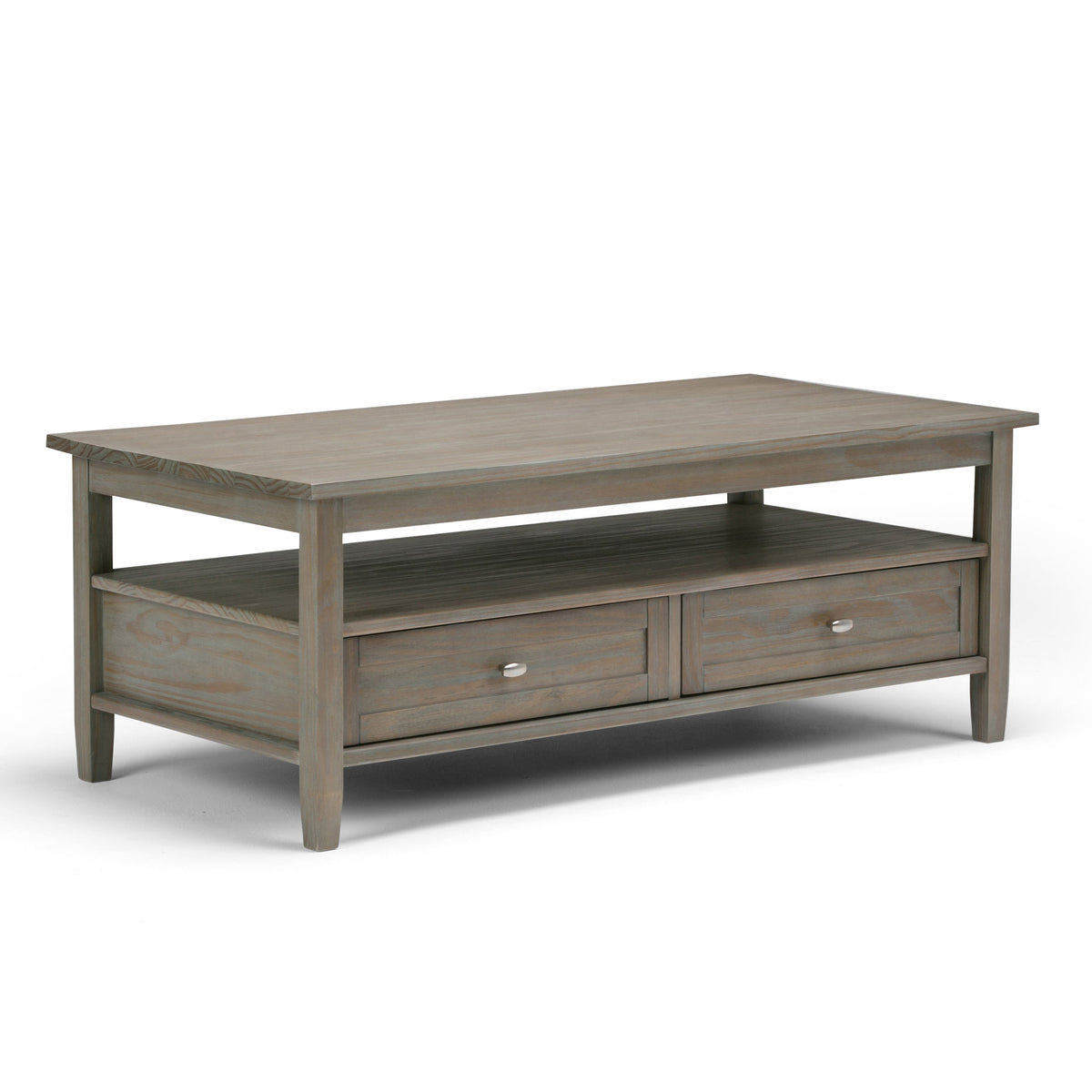Warm Shaker Solid Wood 48 Inch Wide Transitional Coffee Table