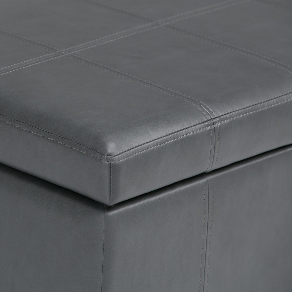 Amelia 33 Inch Wide Storage Ottoman Bench in Stone