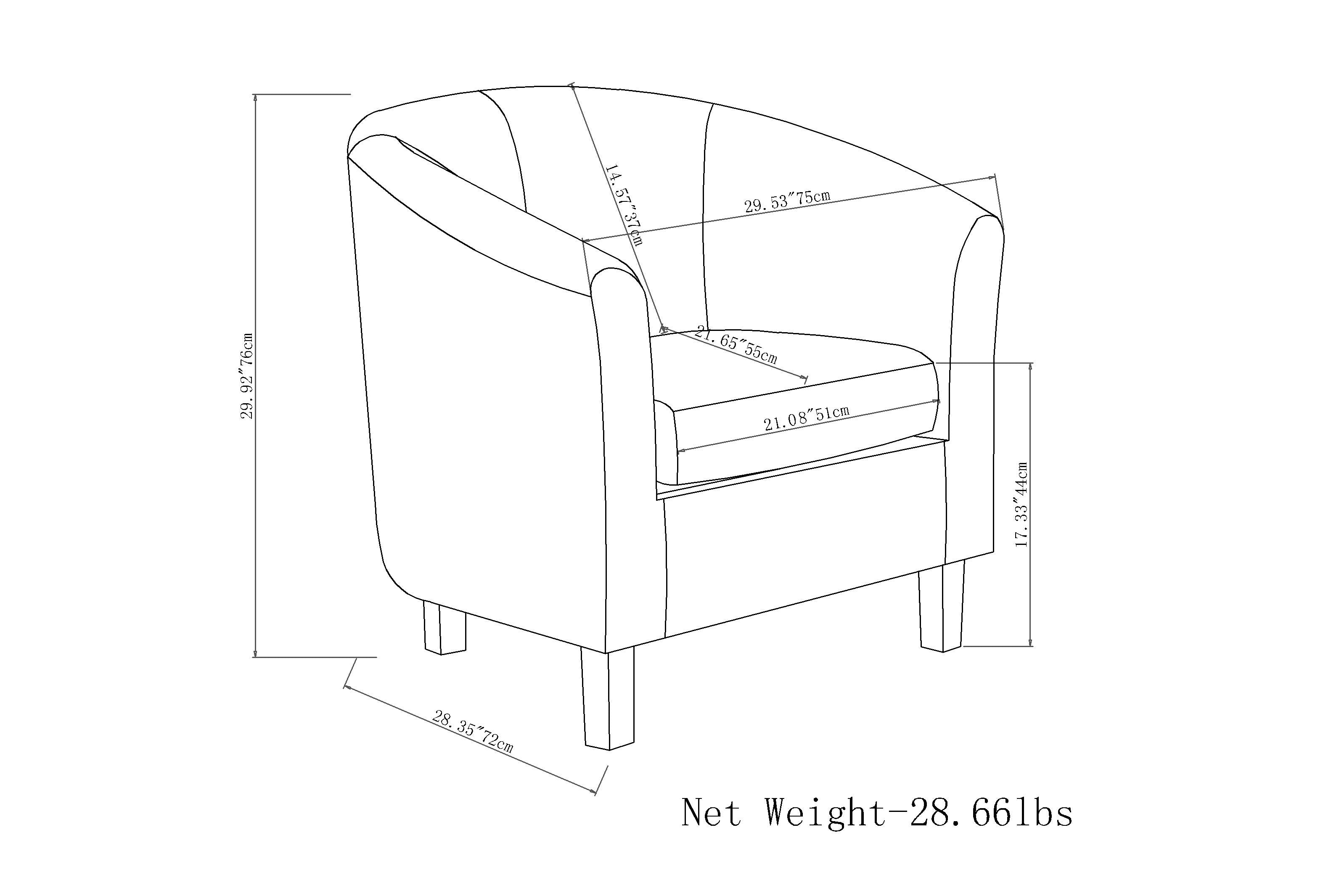 Austin 30 Inch Wide Tub Chair in Distressed