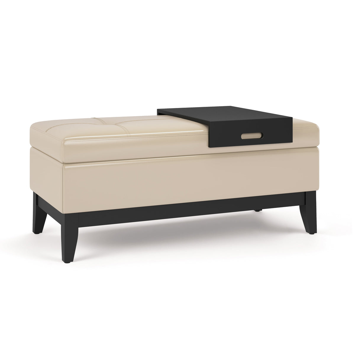 Oregon 42 Inch Wide Storage Ottoman Bench with Tray