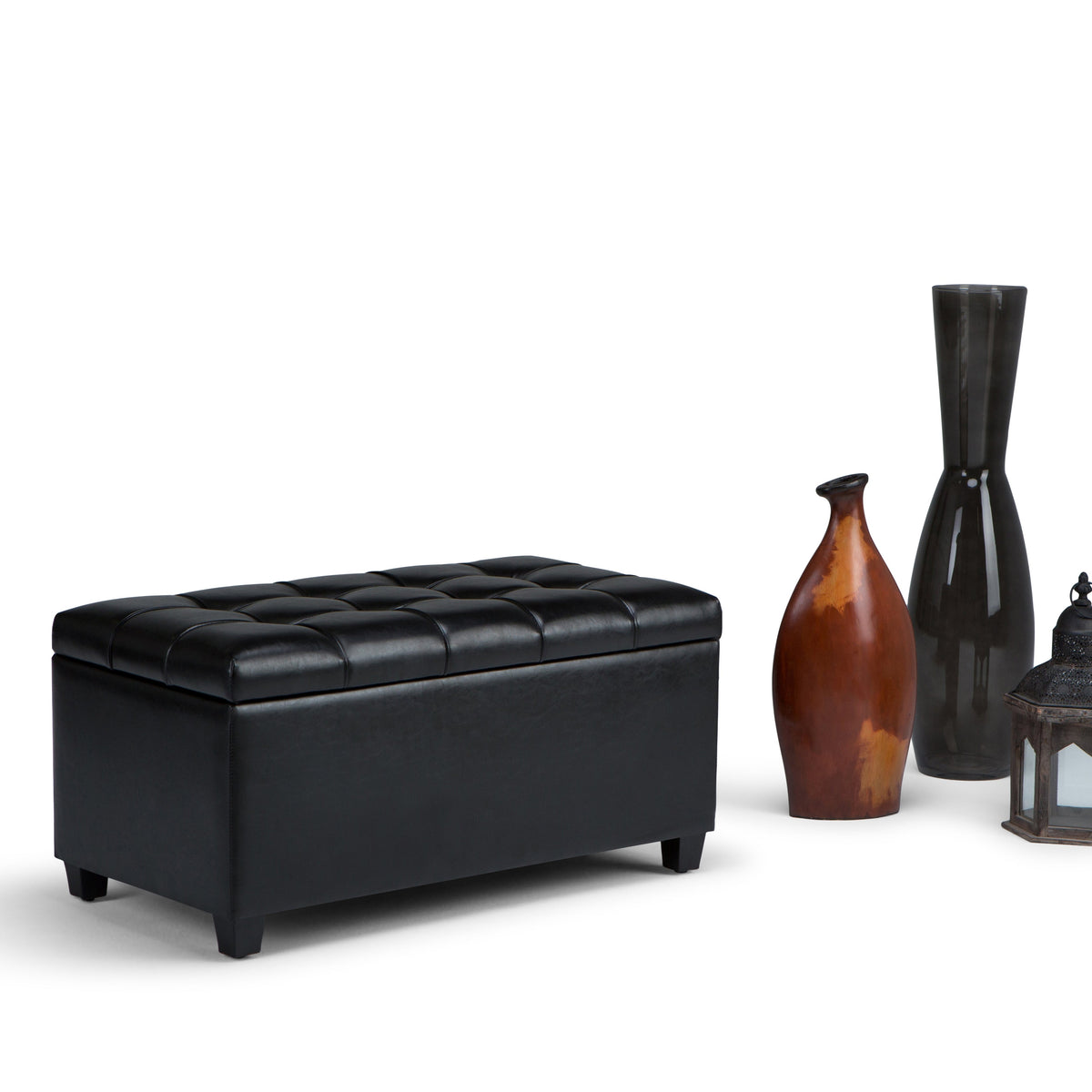 Sienna 33 Inch Wide Storage Ottoman Bench