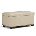 Amelia 33 Inch Wide Storage Ottoman Bench in Satin