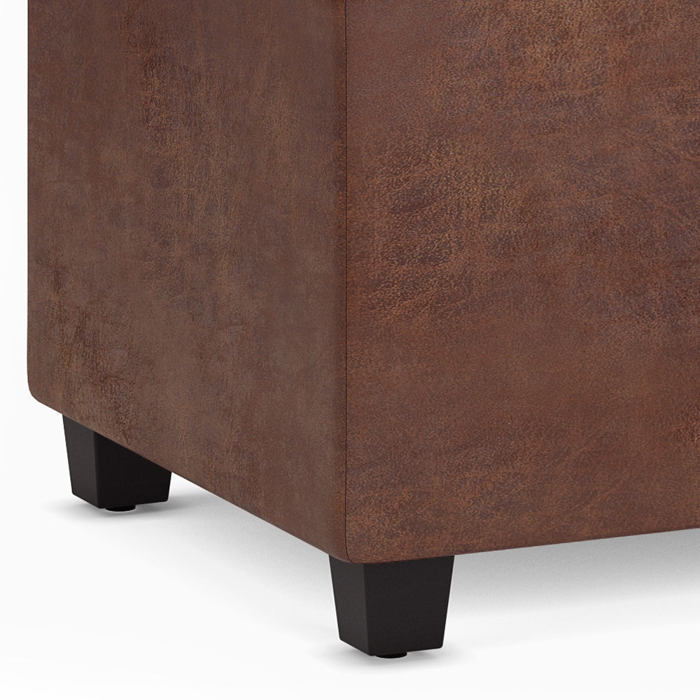 Avalon 54 Inch Wide Extra Large Storage Ottoman Bench in Distressed Saddle