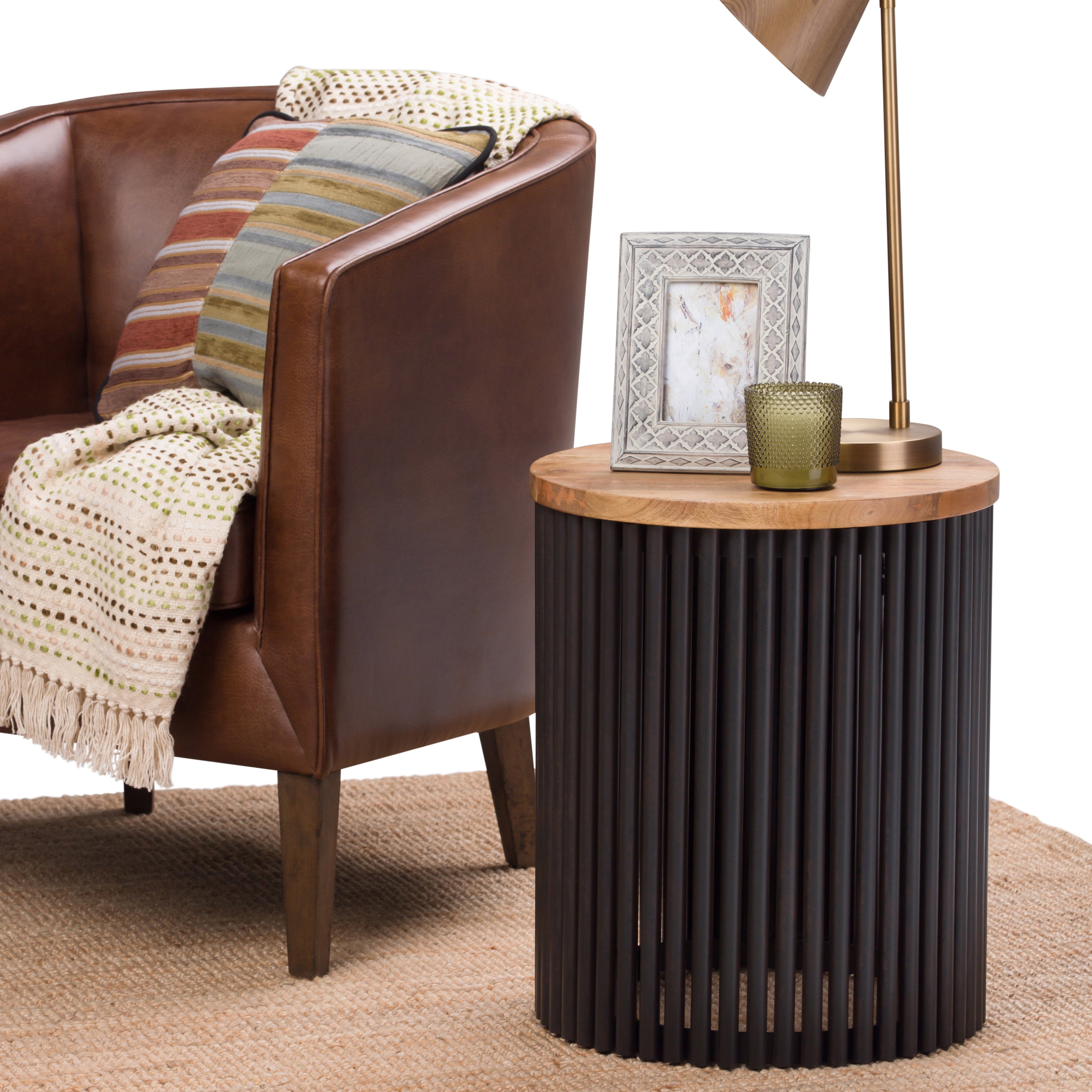 Demy Accent Table in Natural/Black
