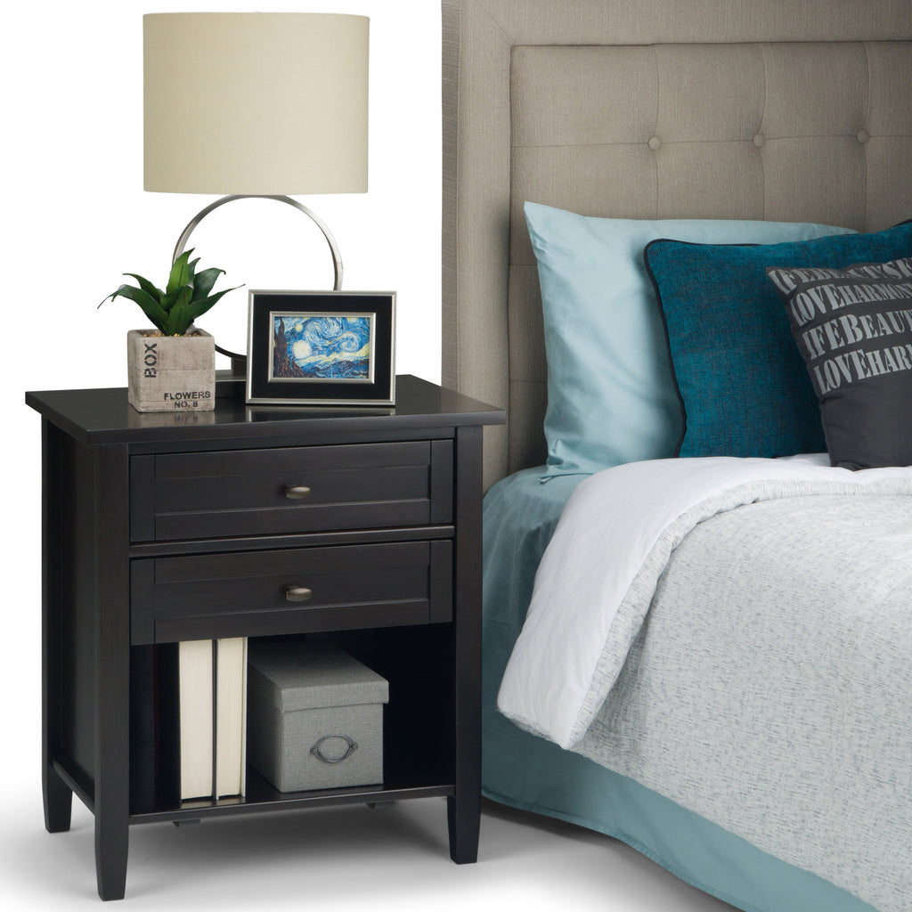 Warm Shaker Solid Wood 24 Inch Wide Transitional Nightstand in Hickory