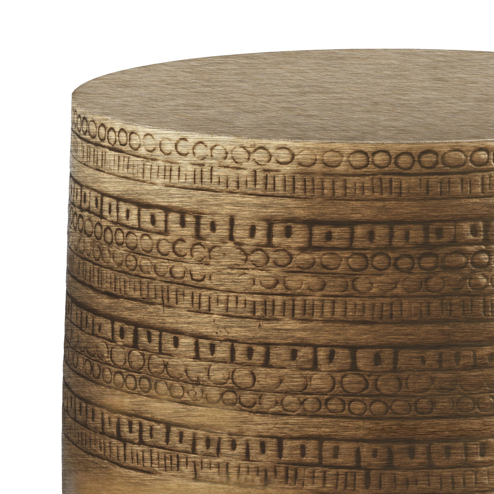 Johnsen 15 Inch Wide Tribal Pattern Metal Accent Table