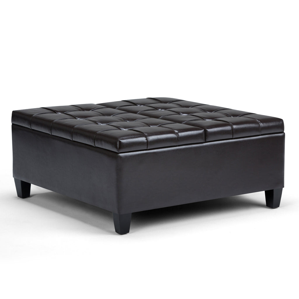 Harrison 36 Inch Wide Coffee Table Storage Ottoman in Tanners