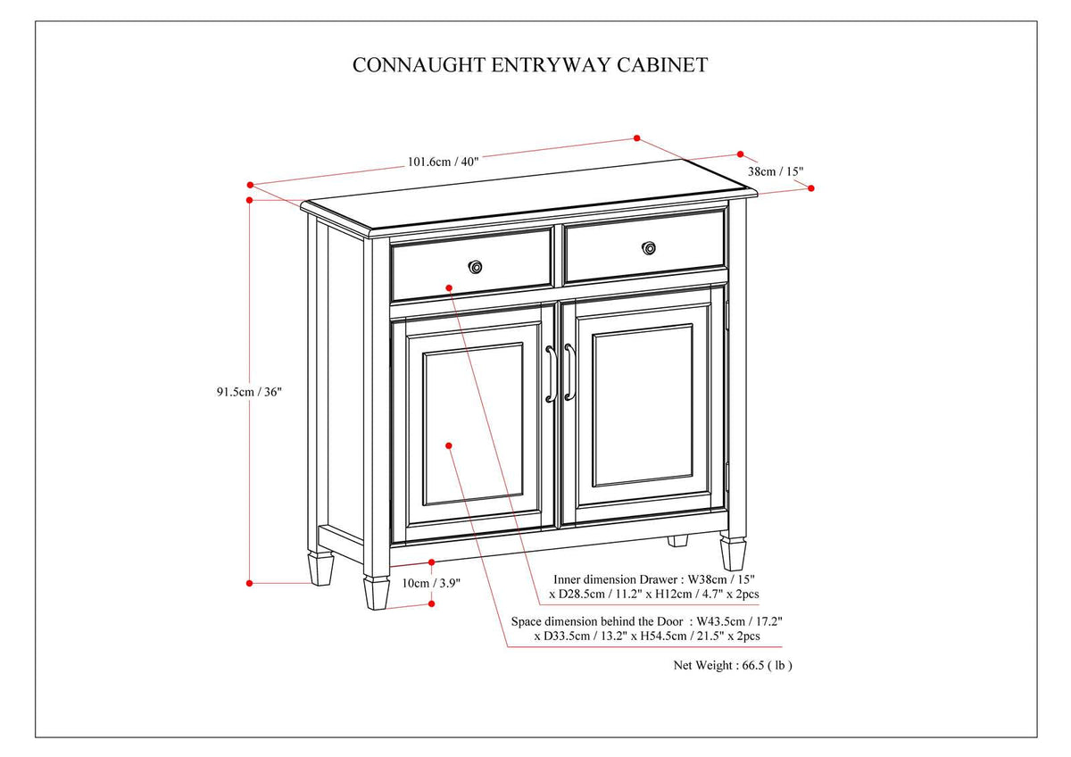 Connaught Solid Wood Entryway Storage Cabinet in Fog