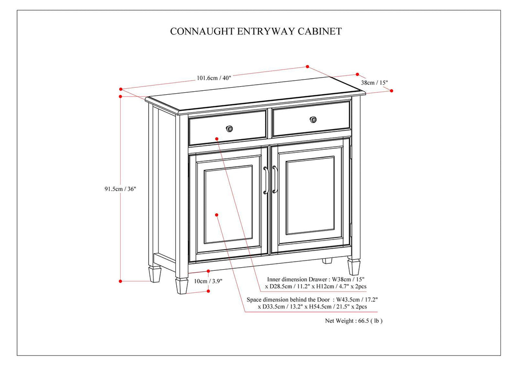 Connaught Solid Wood Entryway Storage Cabinet