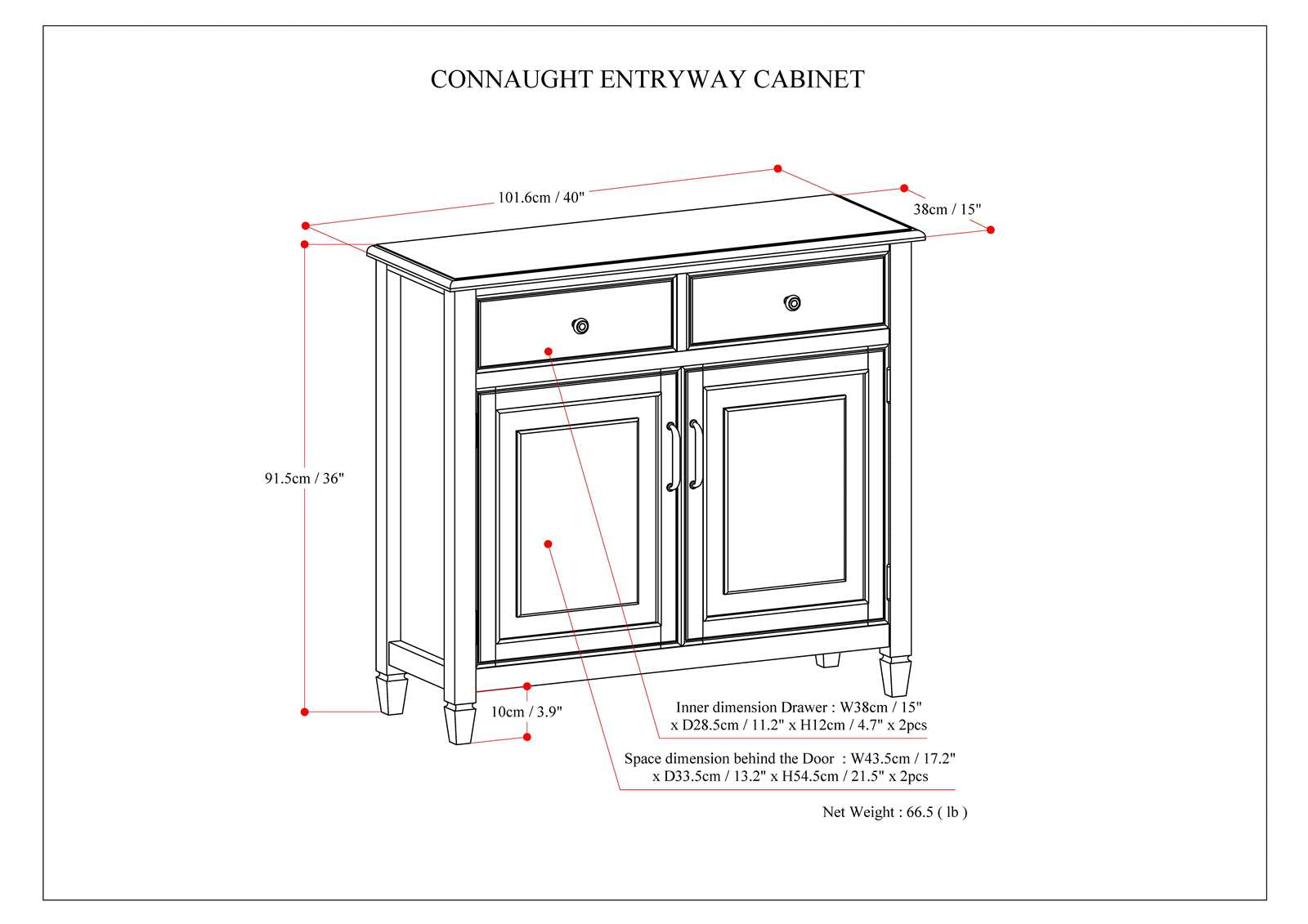 Connaught Solid Wood Entryway Storage Cabinet