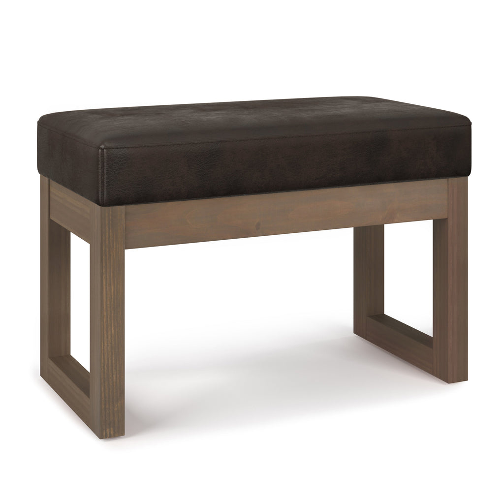 Milltown 27 Inch Wide Solid Wood Footstool Small Ottoman Bench