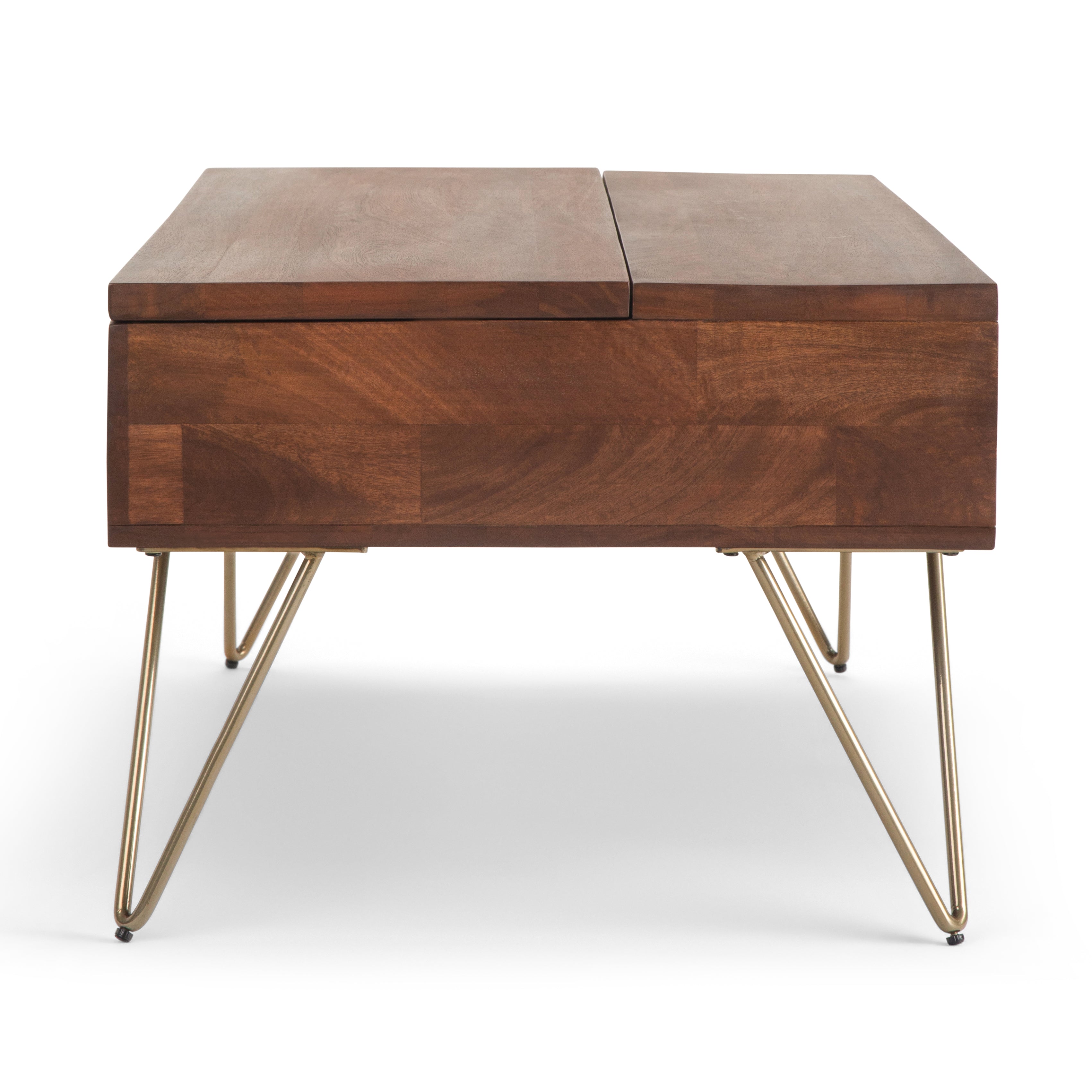 Hunter 48 Inch Wide Solid Mango Wood Lift Top Coffee Table in Umber