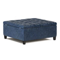 Harrison 36 Inch Wide Coffee Table Storage Ottoman in Denim