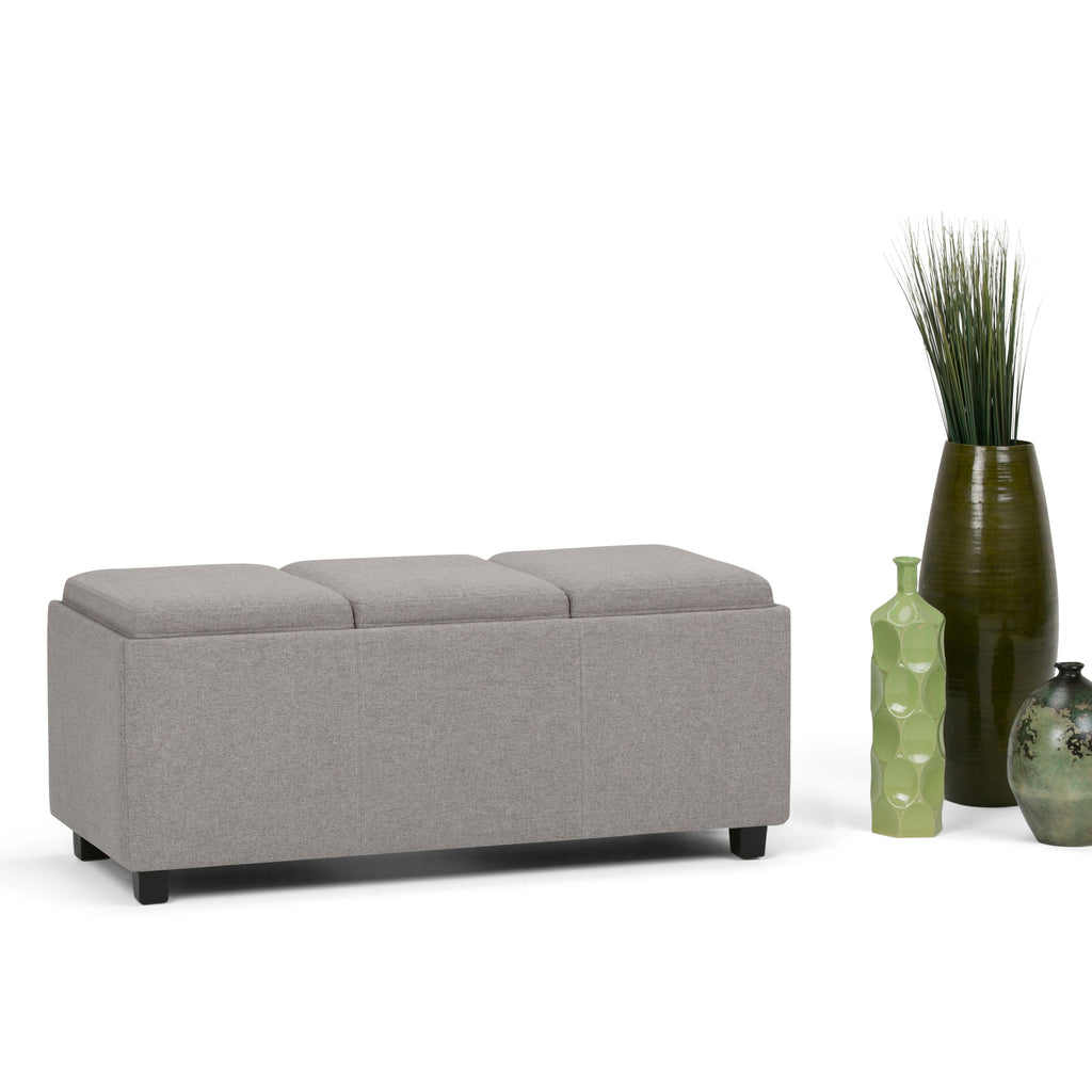 Avalon 42 Inch Wide Storage Ottoman in Cloud