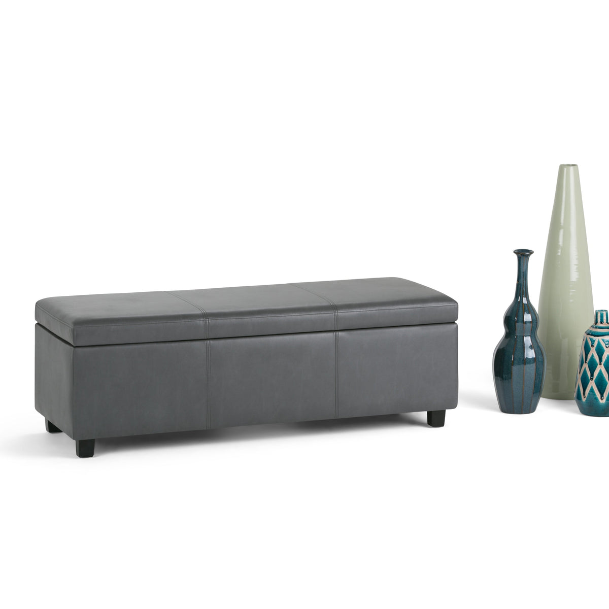 Avalon 48 Inch Wide Storage Ottoman Bench in Stone