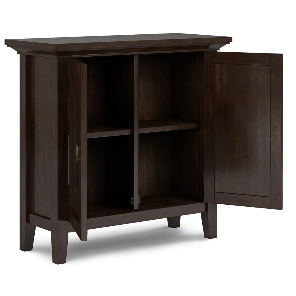 Redmond 32 Inch Wide Solid Wood Low Storage Cabinet in Brunette