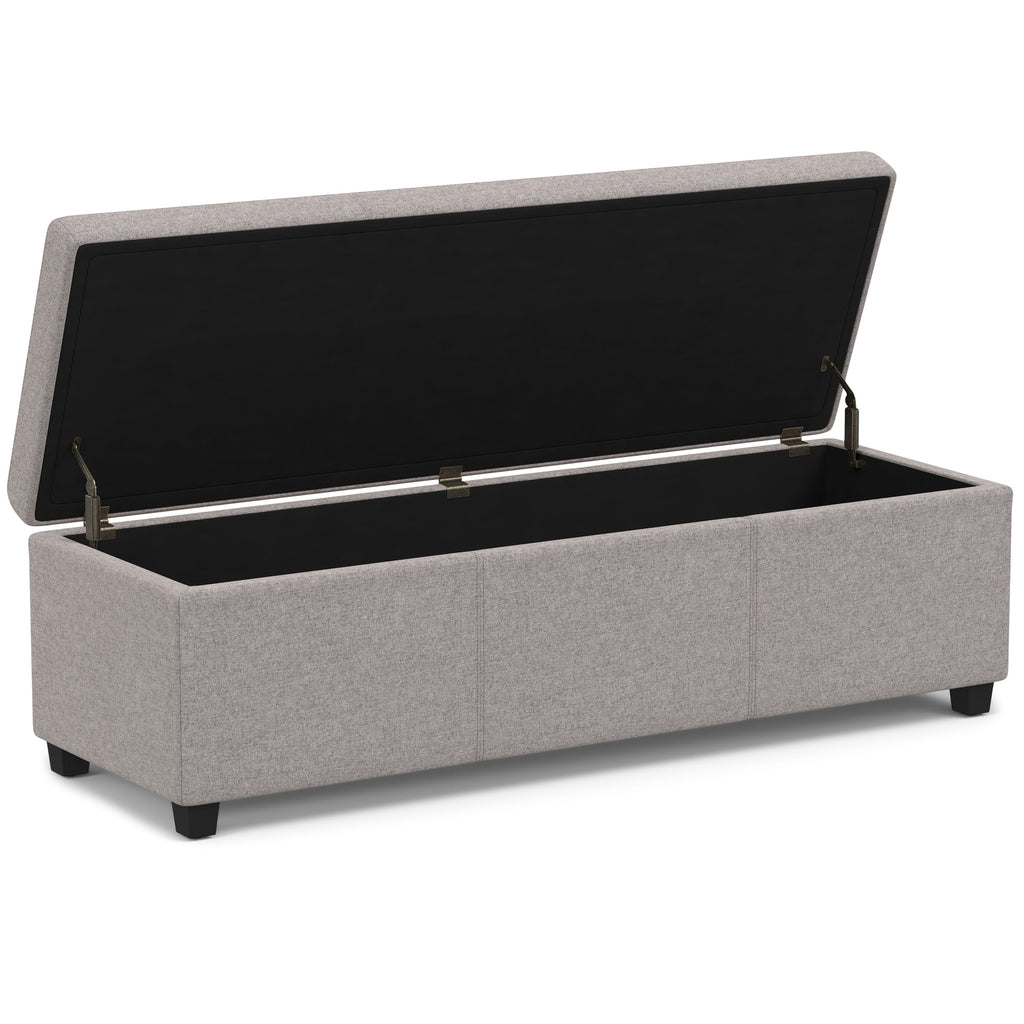 Avalon 54 Inch Wide Extra Large Storage Ottoman Bench in Cloud