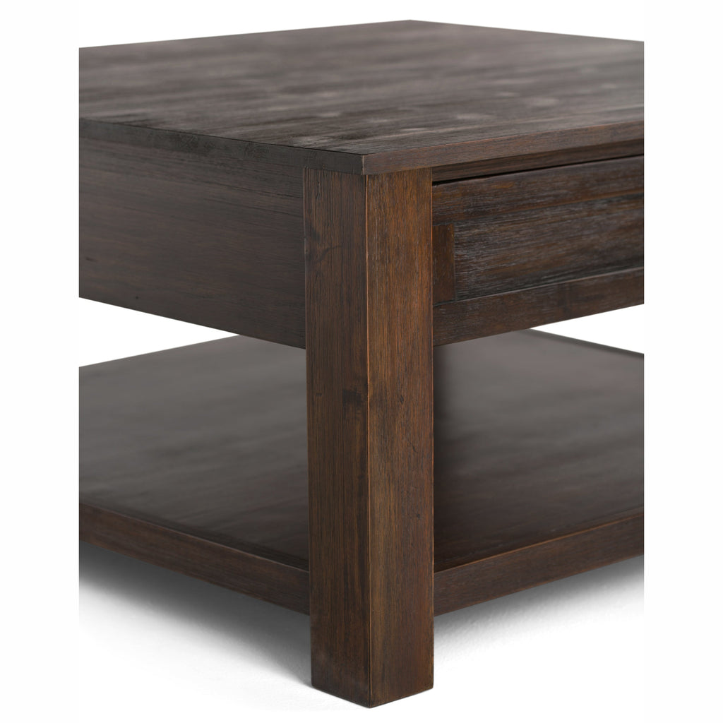 Monroe 38 Inch Wide Solid Acacia Wood Square Coffee Table