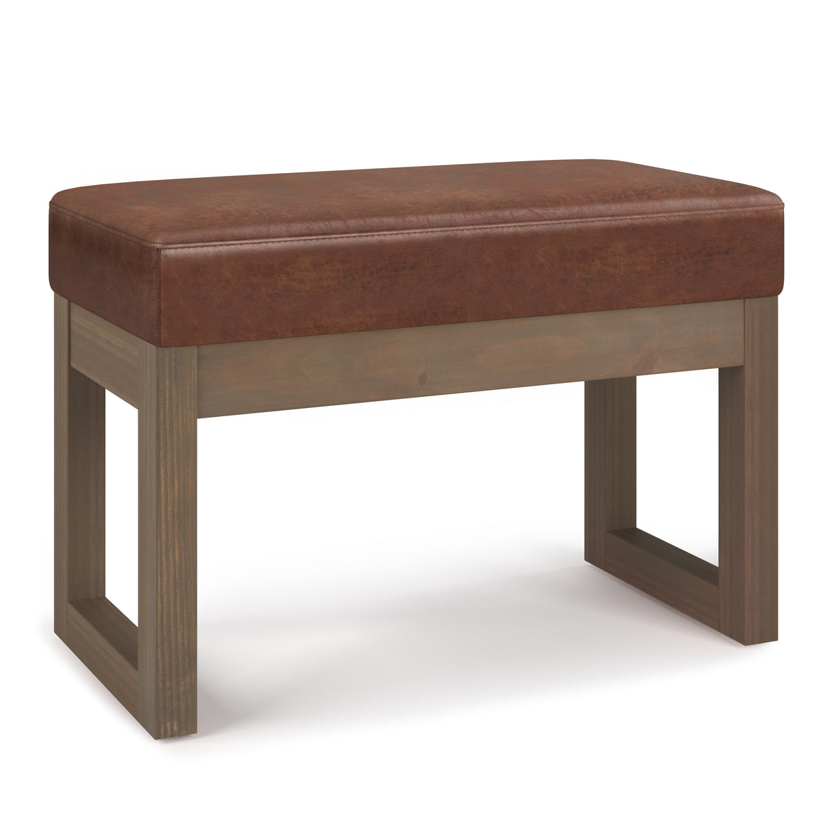 Milltown 27 Inch Wide Solid Wood Footstool Small Ottoman Bench