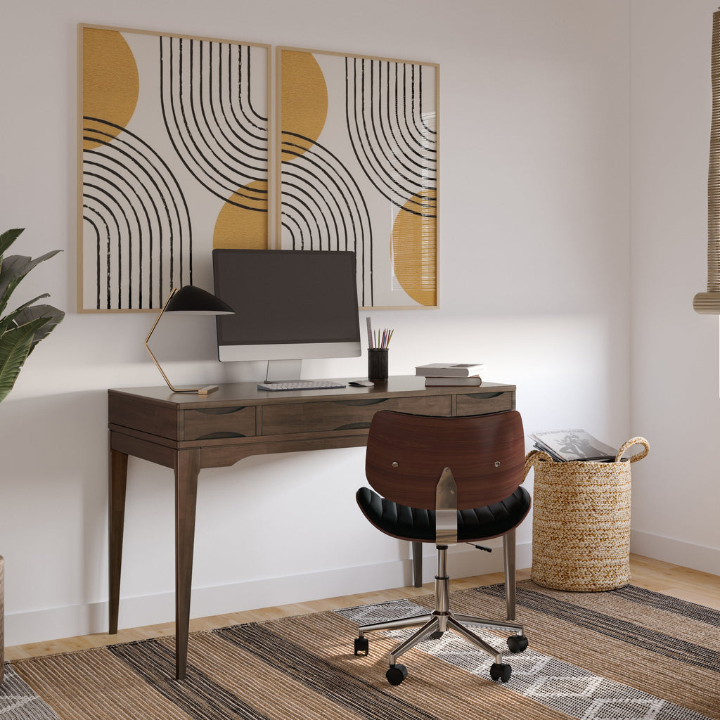 Harper 48" Wide Solid Hardwood Mid-Century Modern Small Desk