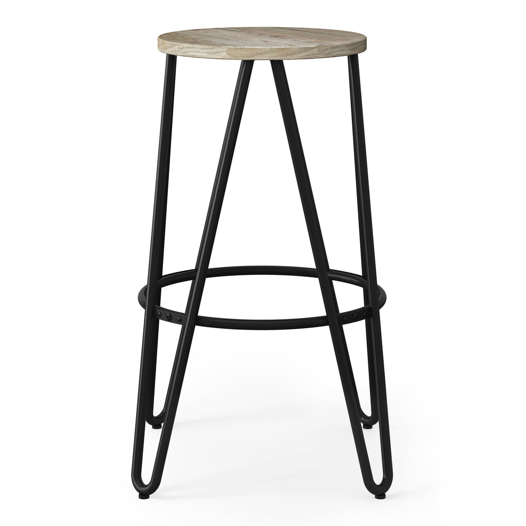 Simeon - 26" Metal Counter Height Stool with Wood Seat (Set of 2)