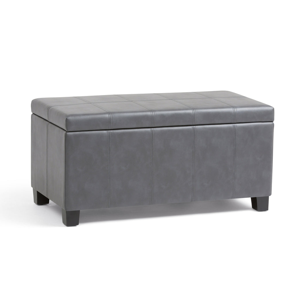 Dover 36 Inch Wide Storage Ottoman Bench in Stone