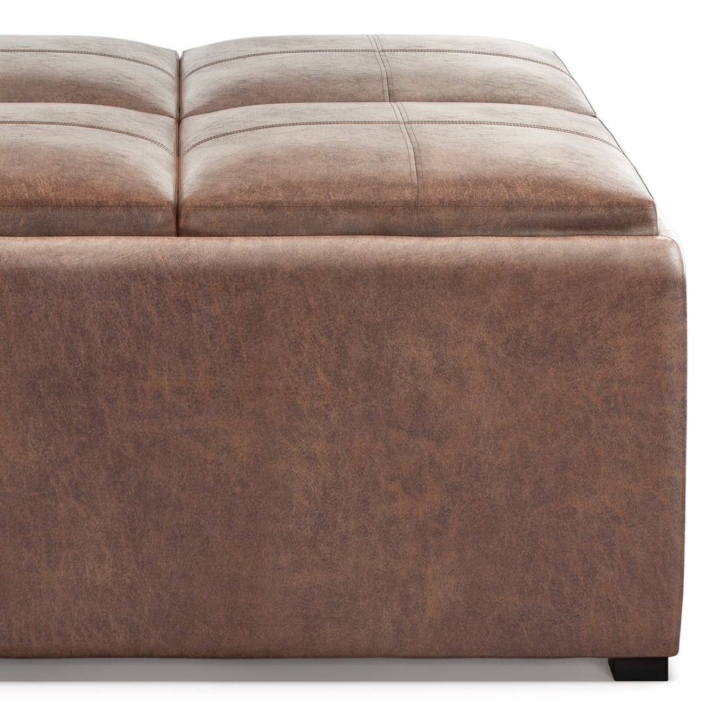 Avalon 35 Inch Wide Square Coffee Table Storage Ottoman