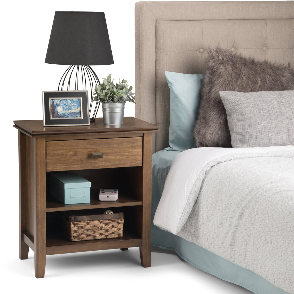 Artisan 24 Inch Wide Solid Wood Bedside Table in Rustic
