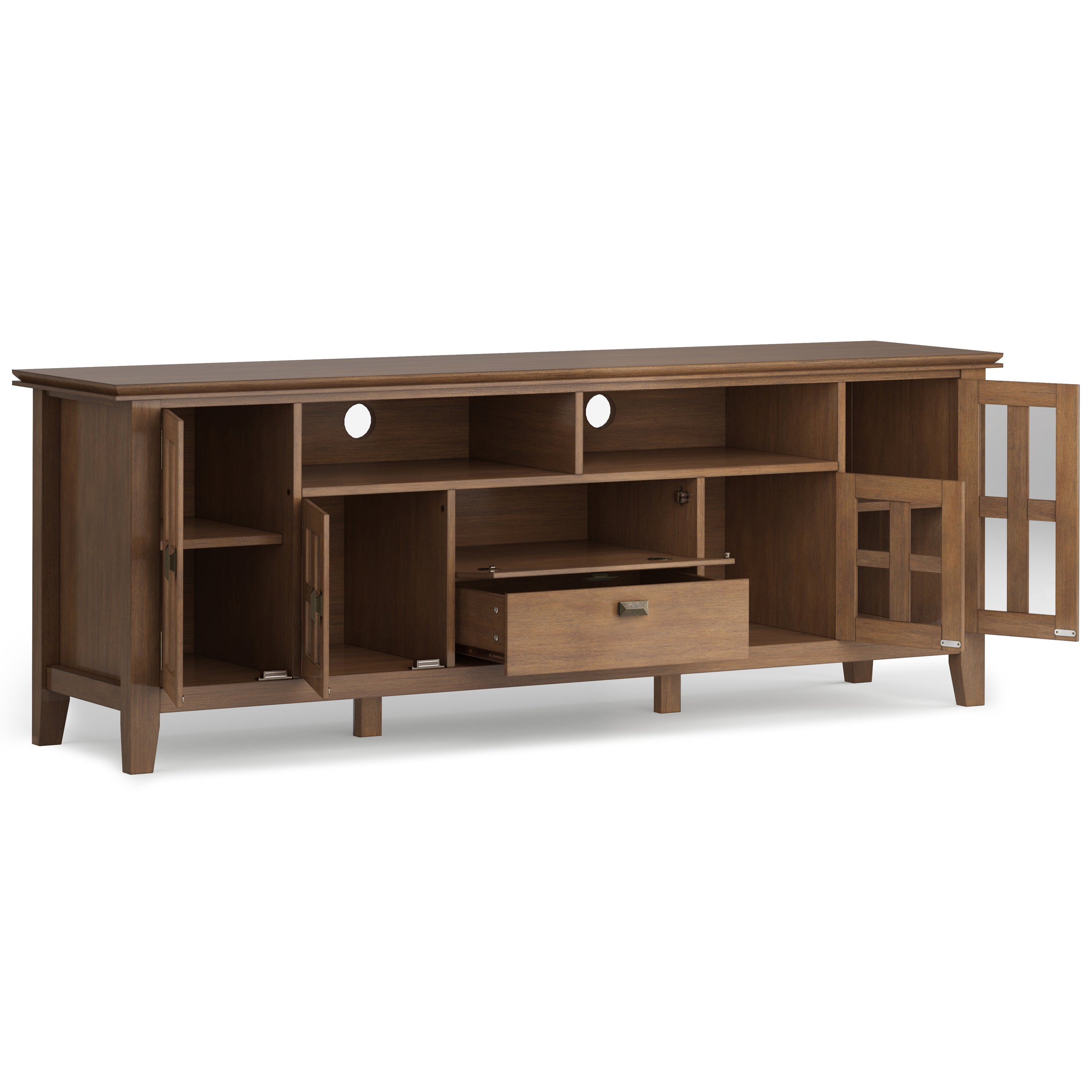Artisan 72 Inch Wide Solid Wood TV Stand in Rustic