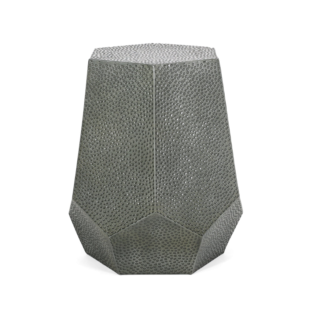 Metal Hammered End Table