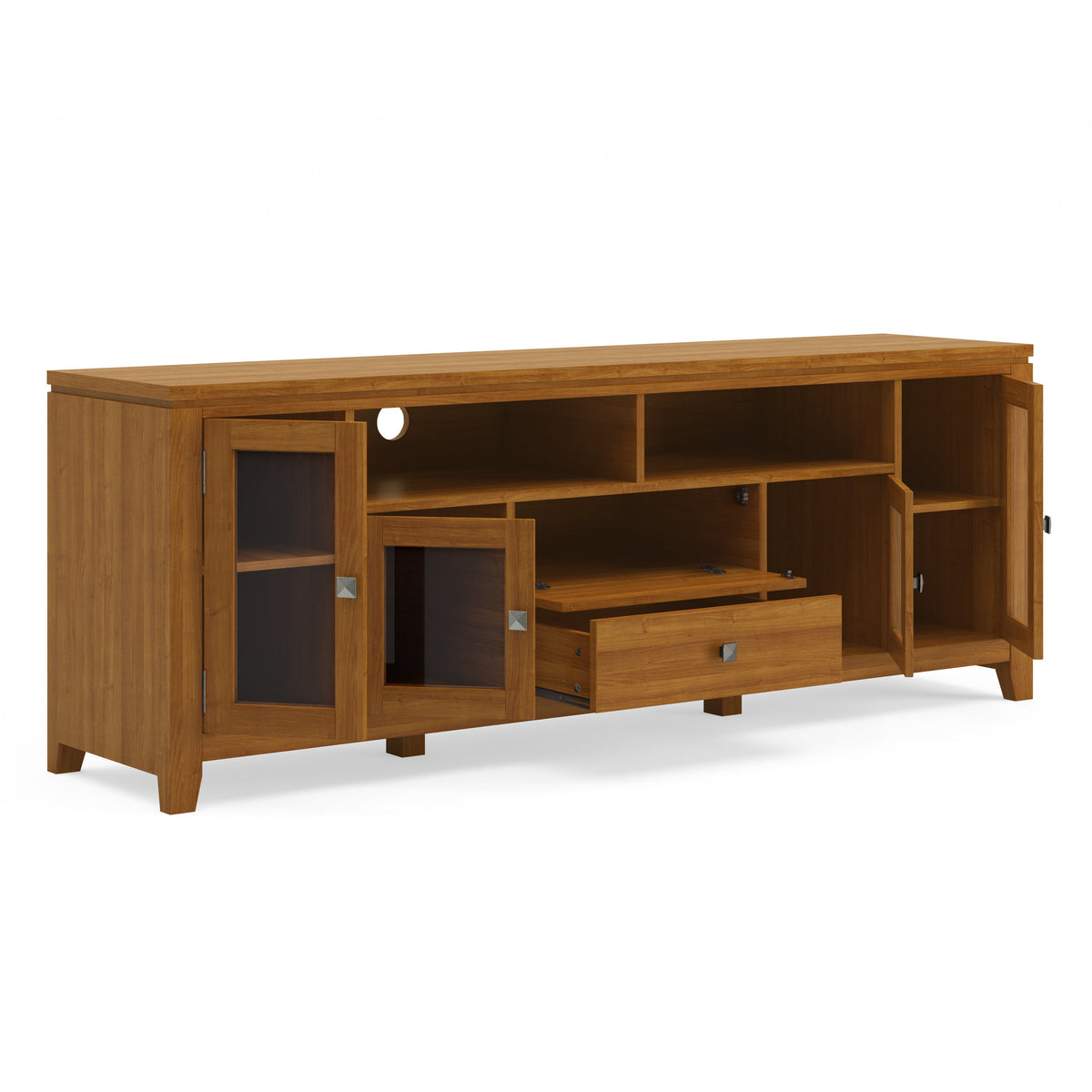 Cosmopolitan 72 Inch Wide Solid Wood TV Stand in Light Golden