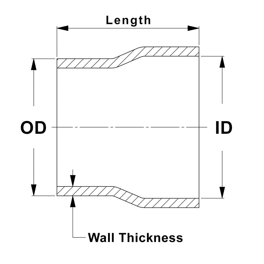 HPS Performance Products HPS 2-1/2" OD to 2-1/2" ID, 6061 Aluminum Slip Fit Transition Reducer Tube Joiner, 4" Long