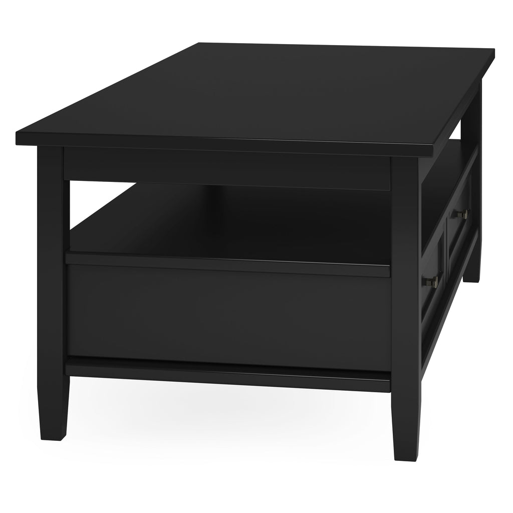 Warm Shaker Solid Wood 48 Inch Wide Transitional Coffee Table