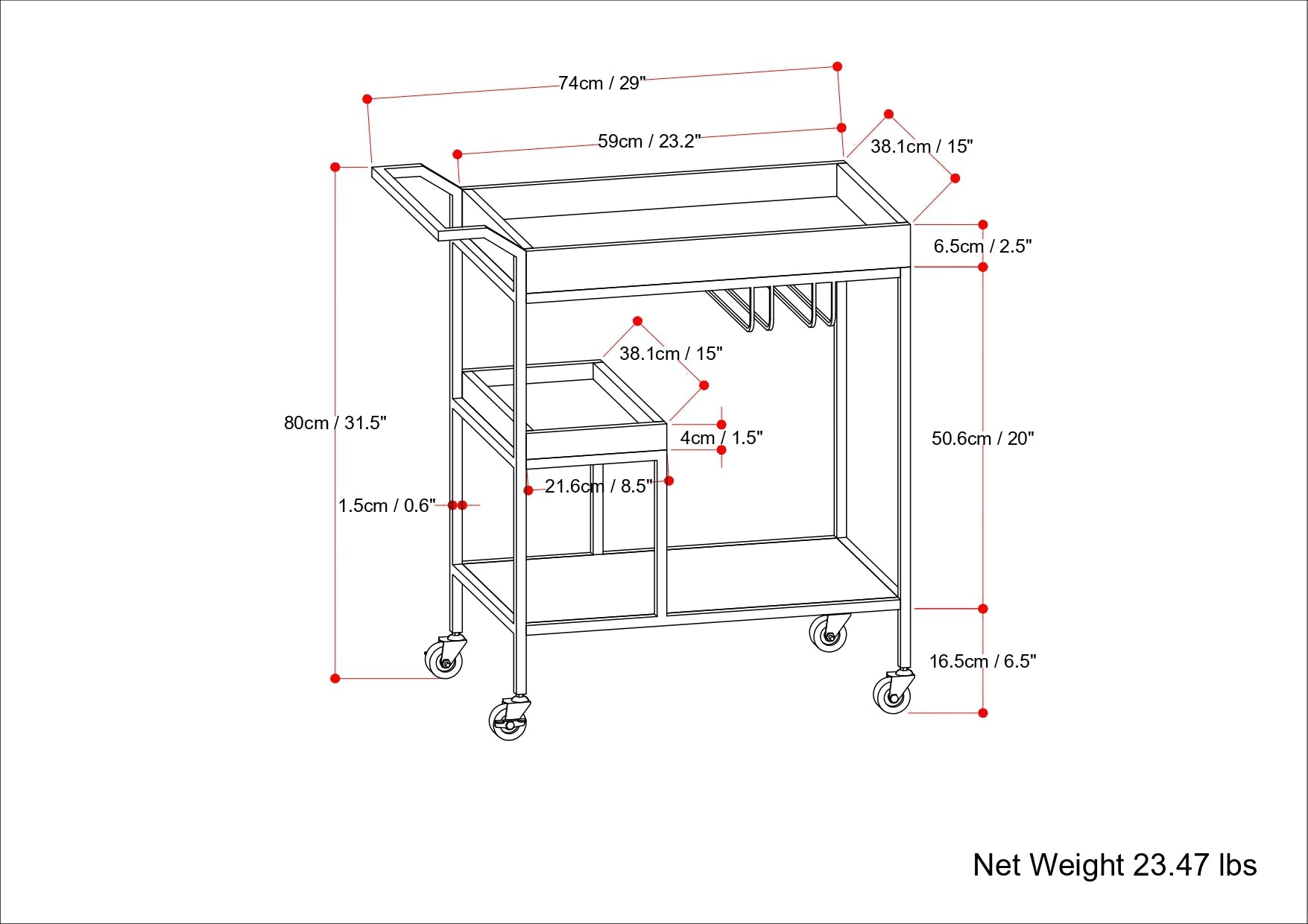 Barnes - 29" Bar Cart